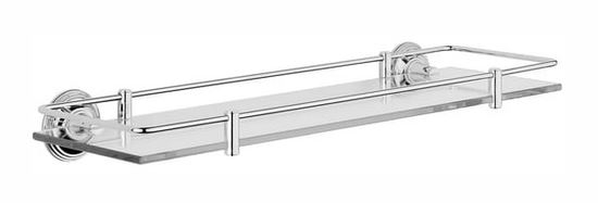 Samuel Heath
N6713
Style Moderne Glass Shelf w/ Fixed Rail 18 in. L