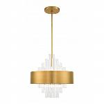 Livex
48874-08
8 Lt Natural Brass Pendant Chandelier Natural Brass Drum Shade with Clear Crystal R